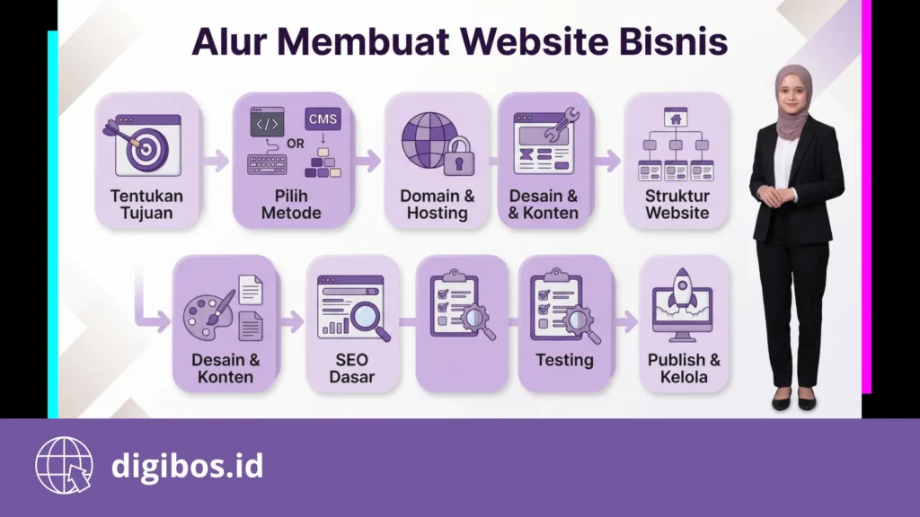cara membuat website bisnis - alur membuat website