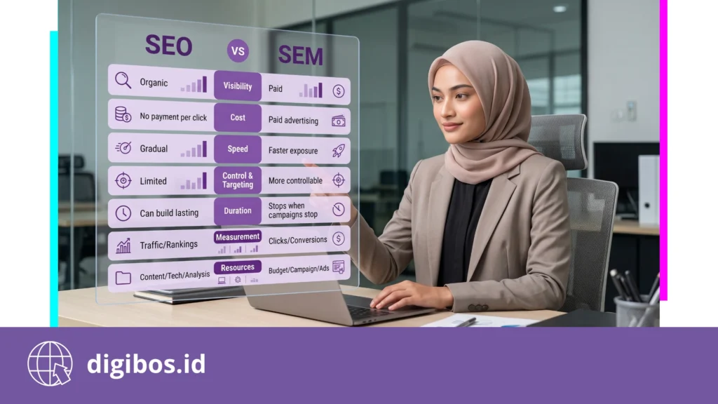 seo vs sem - perbedaannya antara keduanya