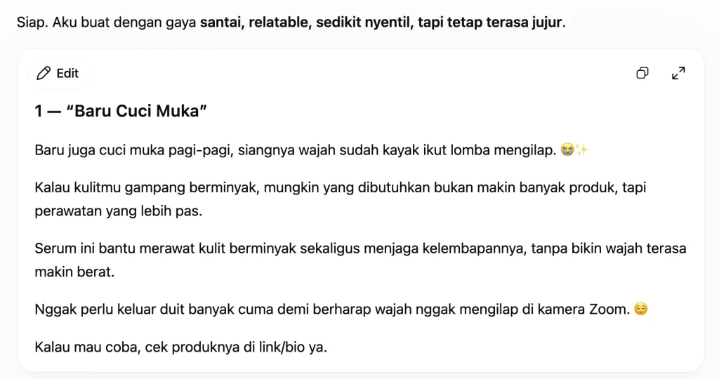 Hasil prompt ai untuk copywriting yang bagus