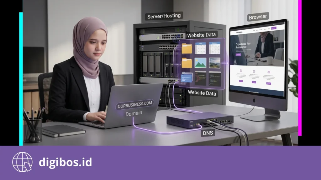 perbedaan domain dan hosting - bagaimana domain dan hosting bekerja bersama